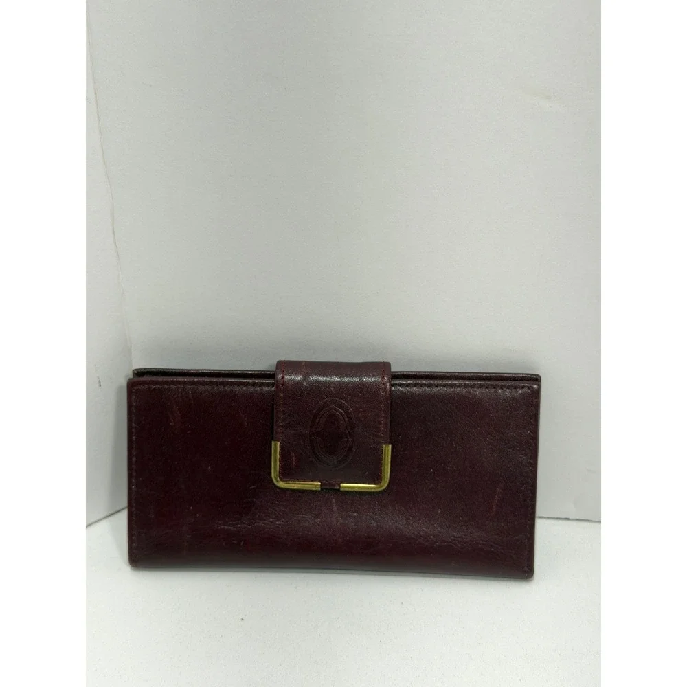 Buxton Vintage Burgundy Leather‎ Bifold Clutch Wallet Snap Closure checkbook